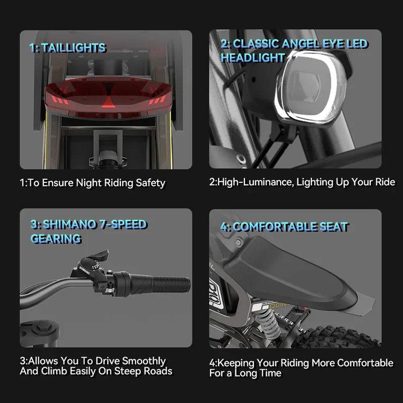 Coswheel Electric Bike R19 72V 6000W Dirt Motorcycles Mountain Bike 40AH Battery Lightweight Off-Road EBike For Adult