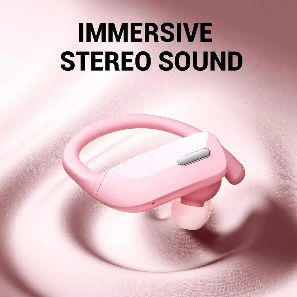 ‌Sport Bluetooth Earbuds: 80Hrs Stereo, HD Mic, Earhooks, ENC Noise Canceling, IP7 Waterproof, Ideal for Workouts & Running