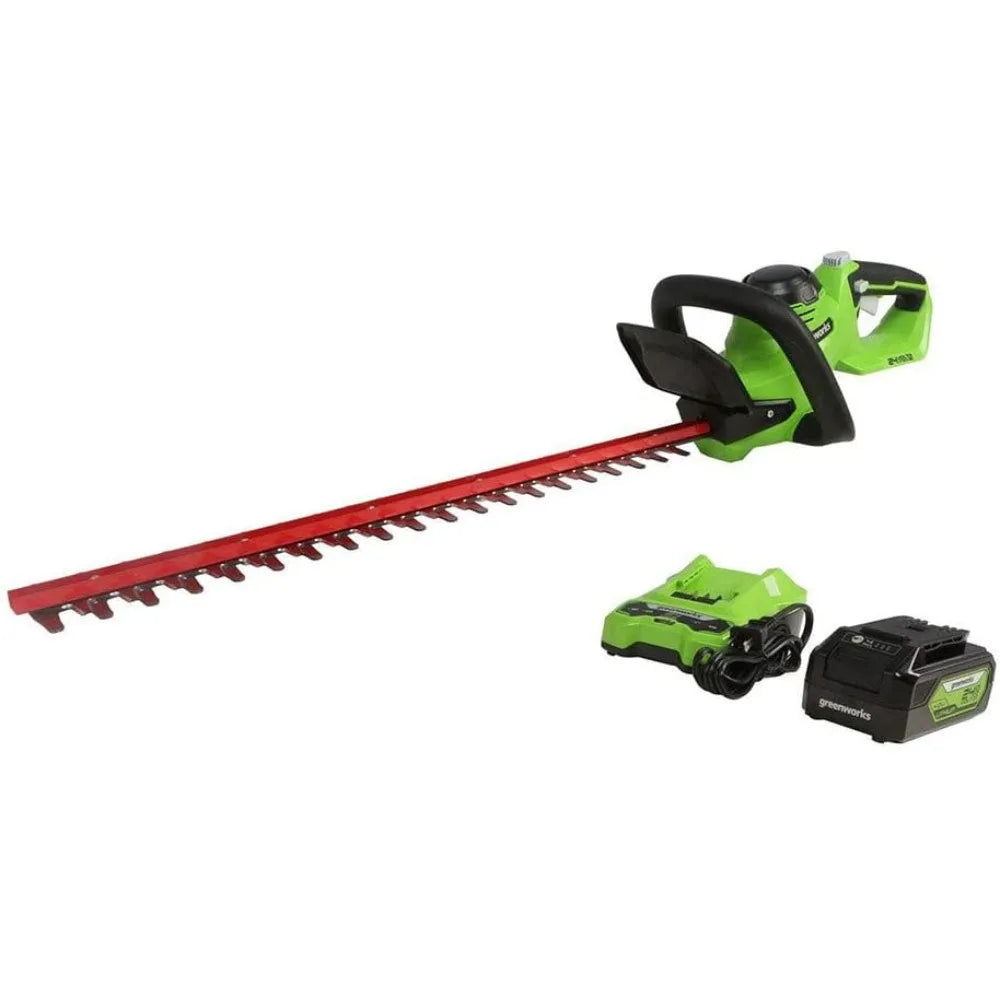 24V 22" Cordless Laser Cut Hedge Trimmer, 4.0Ah USB Battery and Charger Included