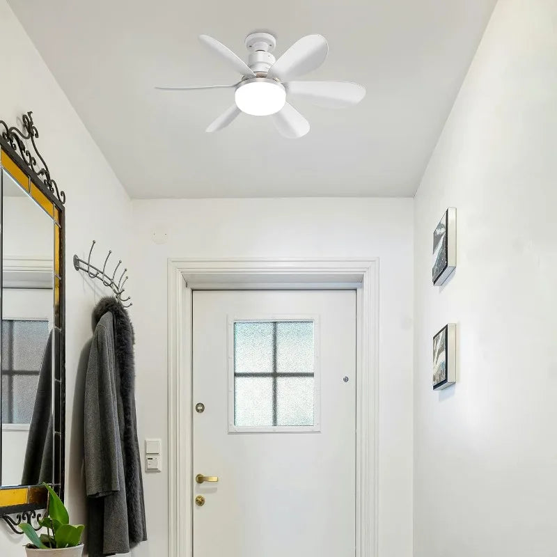 Ceiling Fans with Light Low Profile LED Socket Fan Lamps 3 Colors Dimmable Lighting for Bedroom Kitchen Garage Living Room