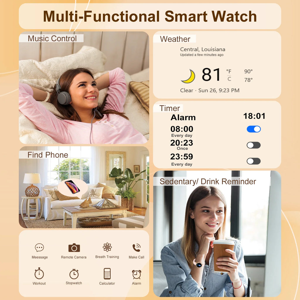 1.27inch Women's Smart Watch Wireless Call (Pick/Refund Connection Phone), Various Fitness Activities Track Sports Model/Artificial Intelligence Voice/Culator, Compatible with Android Iphone, Gift for Best Friend