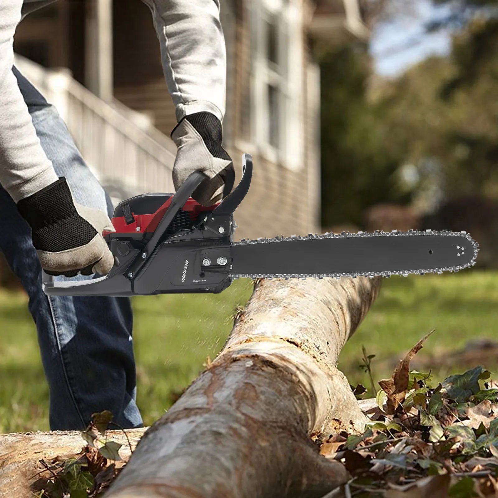 58cc Professional Gas Chainsaw w/Anti-Vibration Handle & Inertia Brake, 2.4KW Power for Logging, Tree Cutting & Landscaping