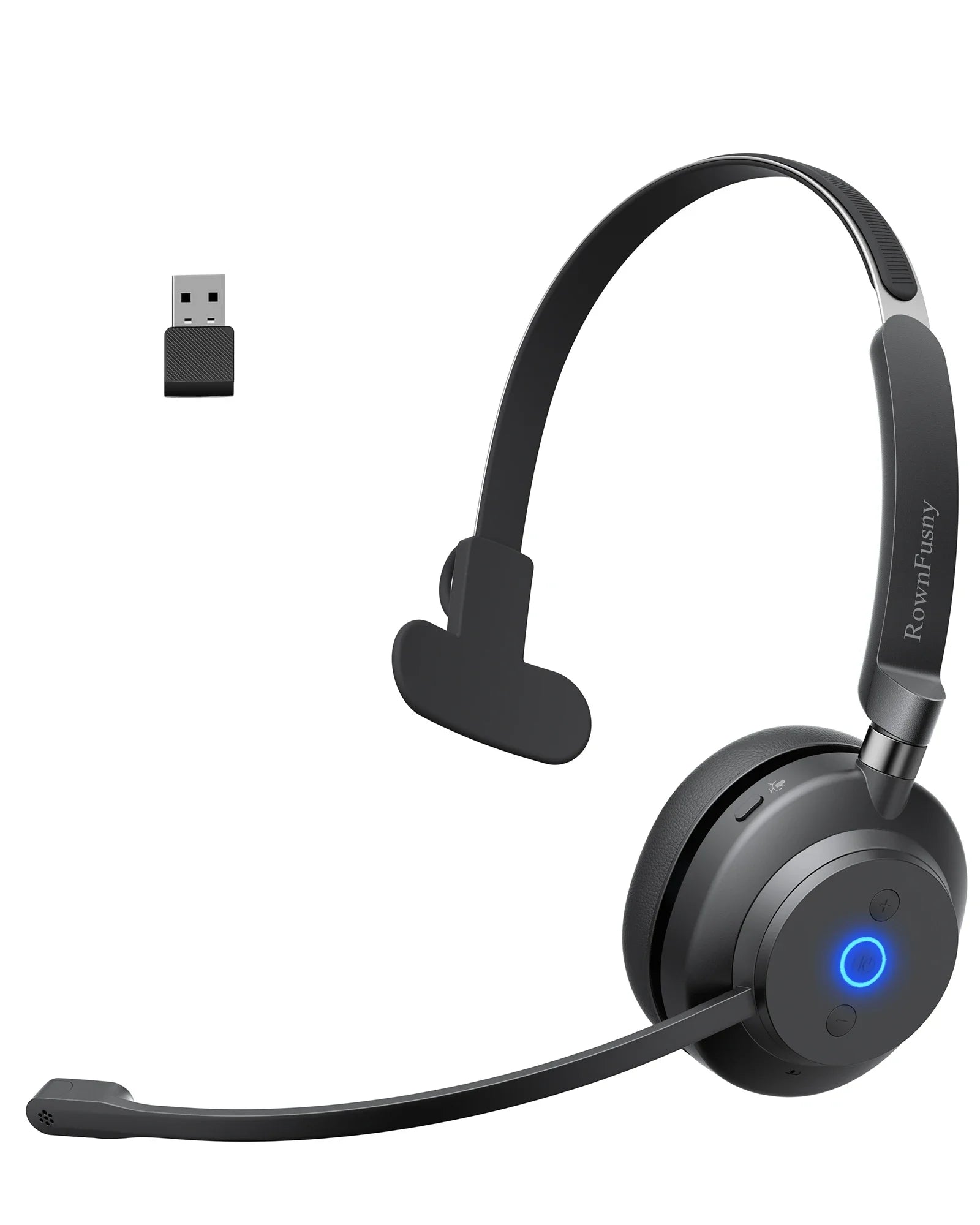 Call Center Wireless Headset with Mic, Bluetooth 5.3 Computer Headphones Bluetooth Headsets with USB Noise Reduction Microphone