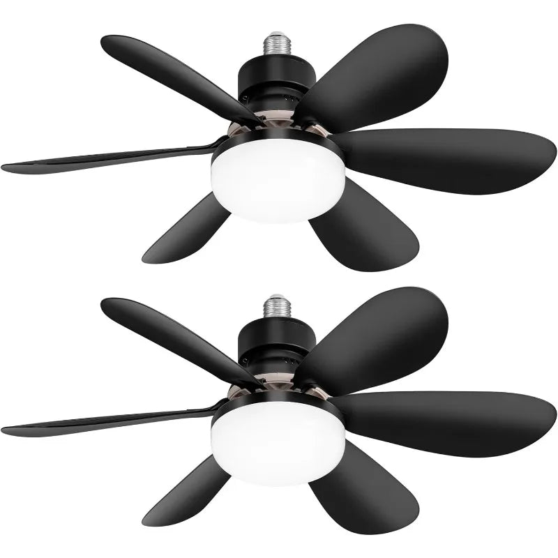 Ceiling Fans with Light Low Profile LED Socket Fan Lamps 3 Colors Dimmable Lighting for Bedroom Kitchen Garage Living Room