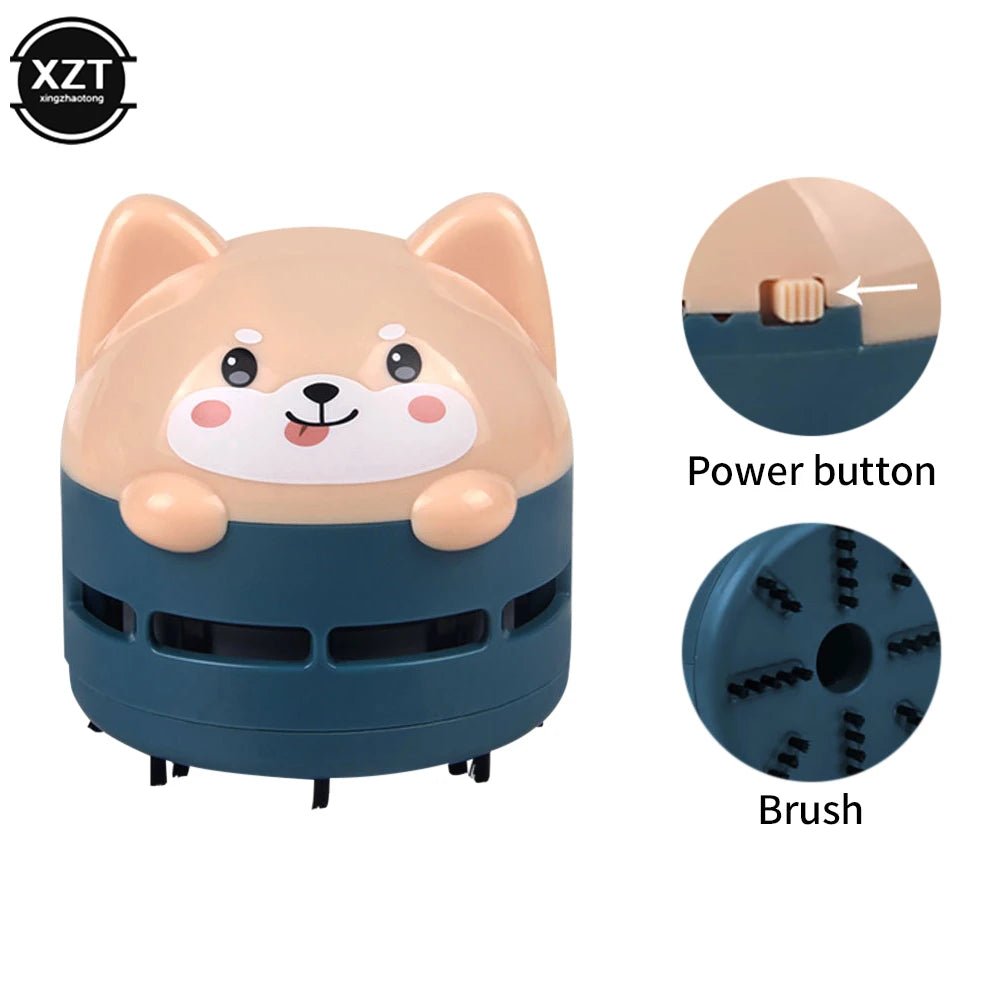Mini Handheld Desktop Vacuum Cleaner Portable USB Rechargeable Cleaner Cartoon Shape Eraser Dander Confetti Cleaning Brush