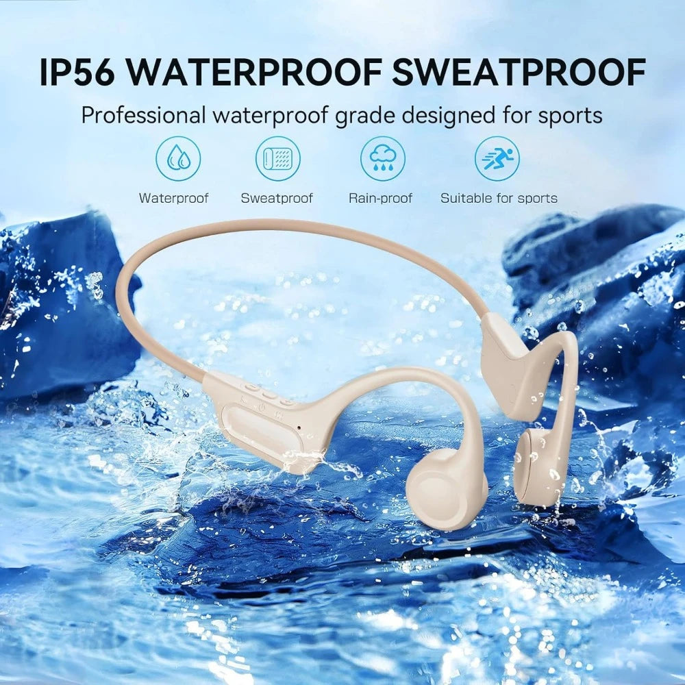 Wireless Bone Conduction Headphones - Bluetooth 5.3, 8H Playtime, HD Call, Built-in Mic for Running & Workout