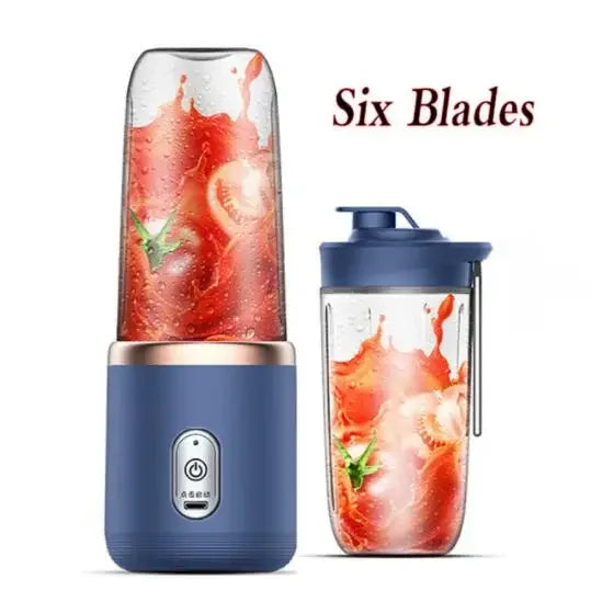 6 Blades Electric Juicer Cup 2 Cups For Travel Portable Juicer Mixer Usb Charge Fresh Fruit Juice Personal Blender Smoothie