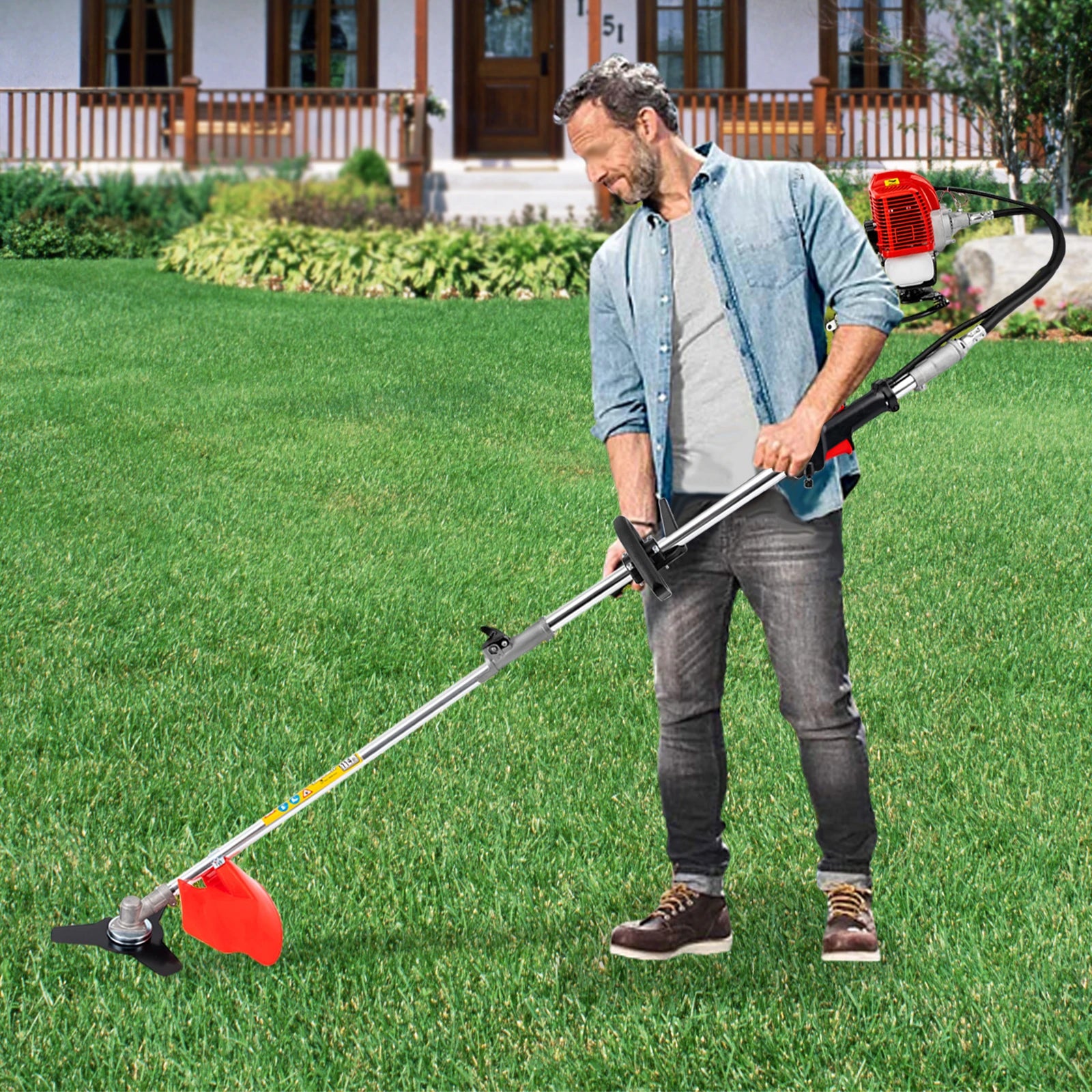 Powerful 52cc 4 in 1 Multi Functional Trimming Tools Gas Hedge Trimmer Weed Eater String Trimmer  Brush Cutter Pole Saw