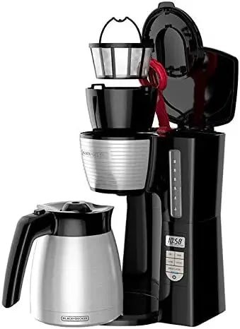 12-Cup Thermal Programmable Coffee maker, Brew Strength Selector, Auto-clean, Black and Silver