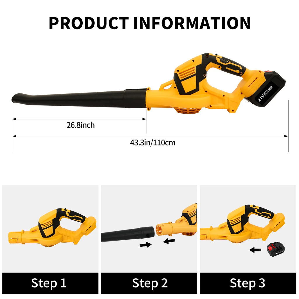 Cordless Electric Leaf Blower 140 MPH Brushless 2 in 1 Cleaner Power Tool Handheld 2x 21V Battery-Powered 3000mAh and Charger