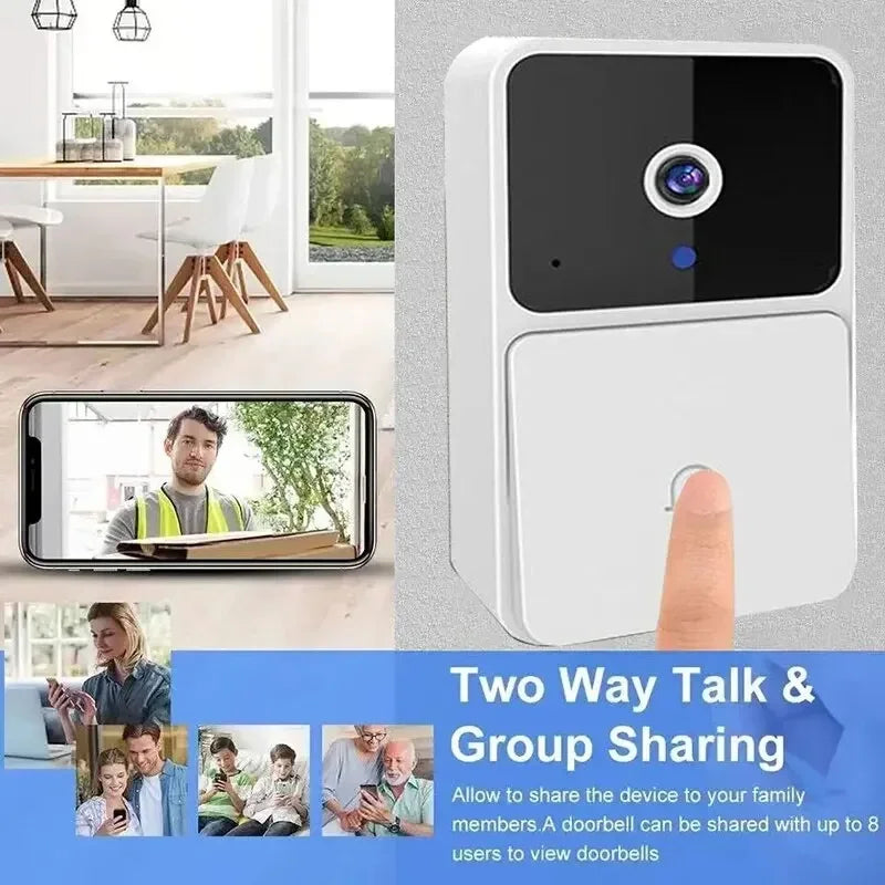 WiFi Video Doorbell Camera Wireless Night Vision HD Smart Home Doorbell Two Way Audio Voice Changer Security Alerts
