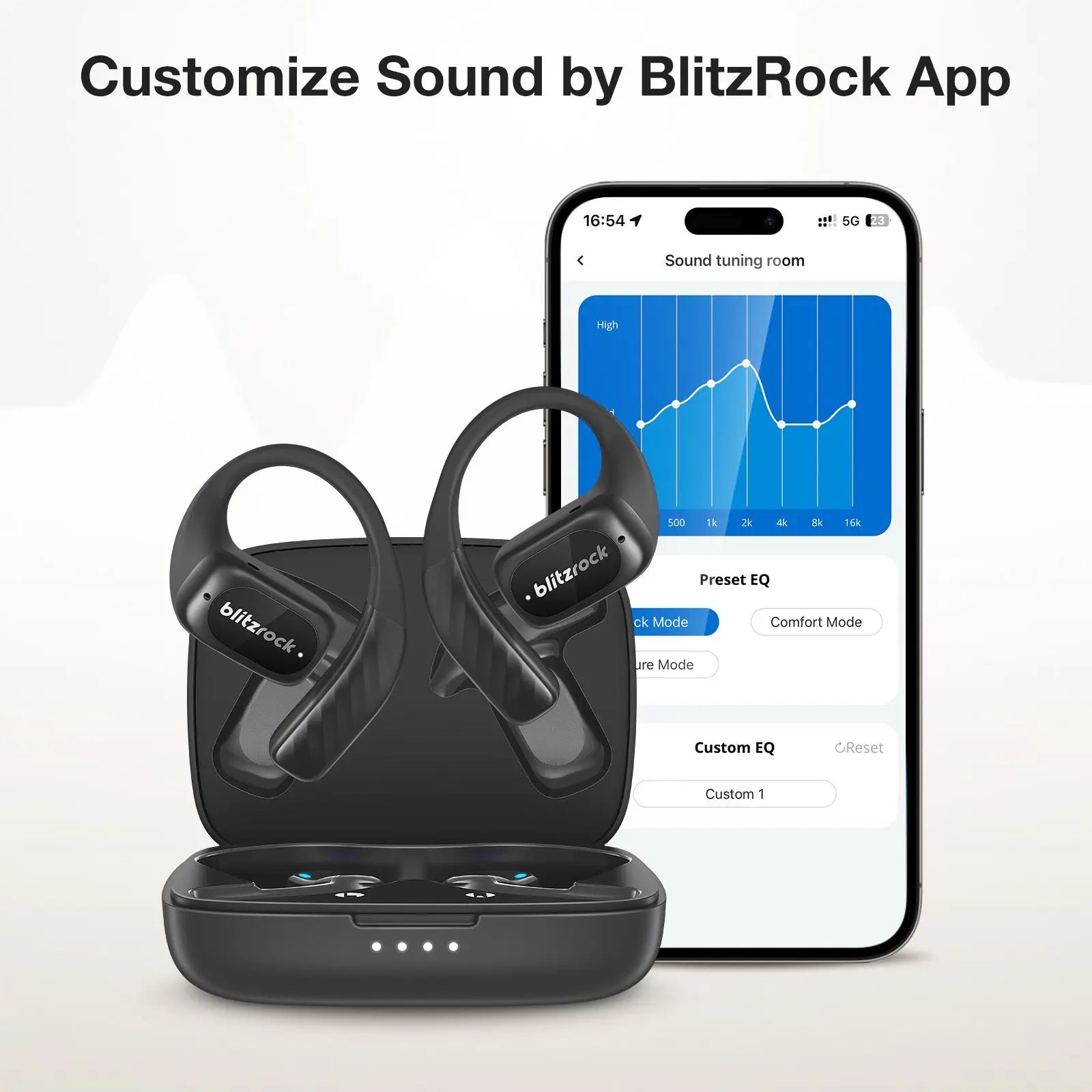 BlitzWolf Blitzrock BR-CT3 Open Ear Earbuds bluetooth V5.4 Earphones Air Conduction Earhook Enhanced Bass 4 Mics Clear Calls