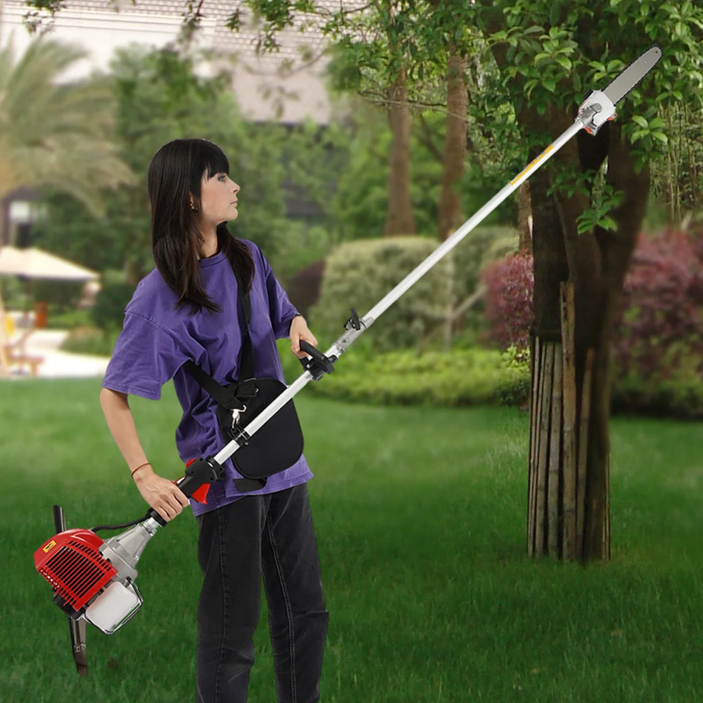 Powerful Gas Pole Chainsaw 42.7CC 2-Cycle Cordless Extension Pole Saw with 11 inch Cutting Bar Tree Trimmer Long Reach Saw