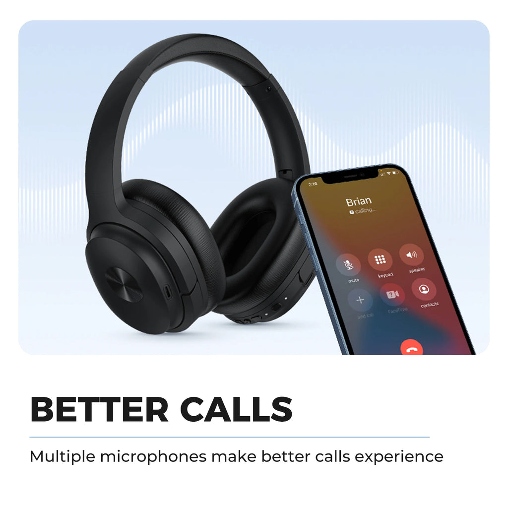 SE7 Hybrid Active Noise Cancelling Headphones Wireless Bluetooth Headphones Over Ear, ENC Calls, Deep Bass, Bluetooth 5.2