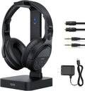 Wireless TV Headphones with 2.4GHz RF,Charging Dock,Rechargeable,Stereo, Digital Optical AUX,Long Range,No Delay,Compatible TVs.