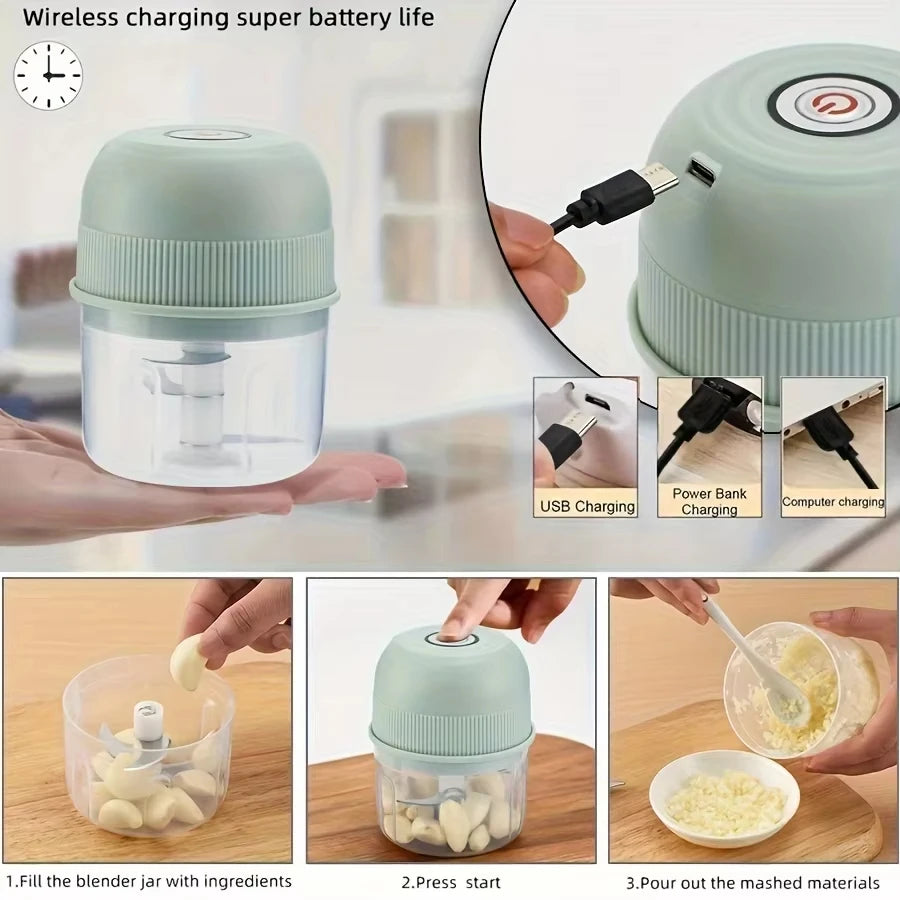 Electric Blender Garlic Grinder Portable Garlic Masher 260ML Mini Chopper Electric Meat Grinder Kitchen Tools Vegetable Grinder
