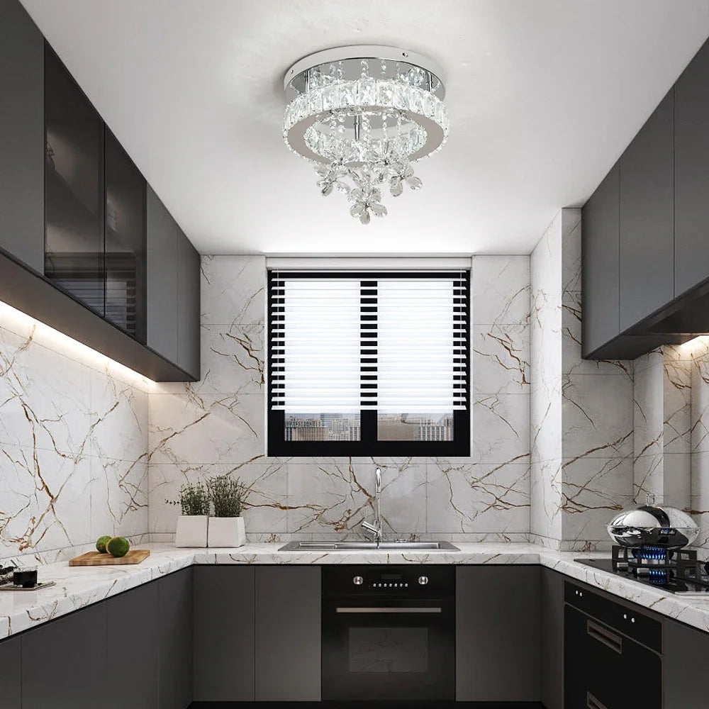 Modern Crystal LED Ceiling Lamp Pendant Lighting Living Dining Room Decor Chandelier Fixtures Aisle Stair Lustre