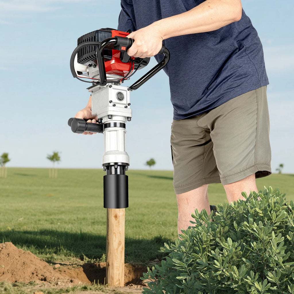 CNCEST 32.7CC 2 Stroke Post Driver, for Garden Fencing Farm Pile Driving Machine Pile Hammer Hand Pull Start 900W 8500RPM