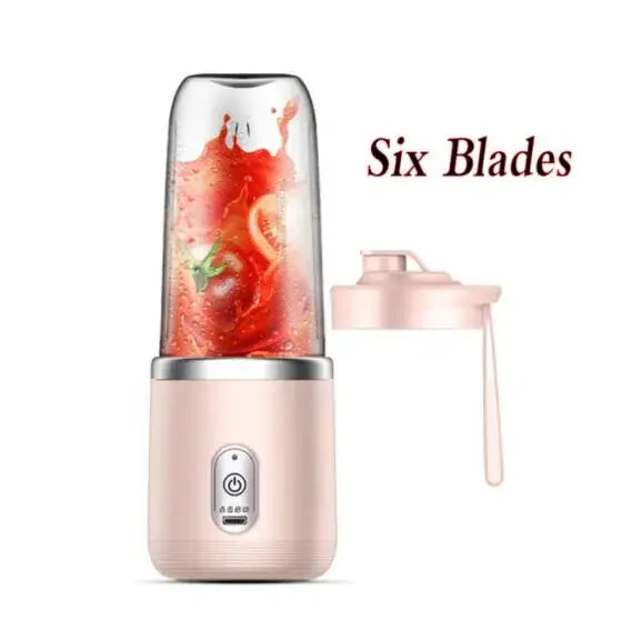 6 Blades Electric Juicer Cup 2 Cups For Travel Portable Juicer Mixer Usb Charge Fresh Fruit Juice Personal Blender Smoothie