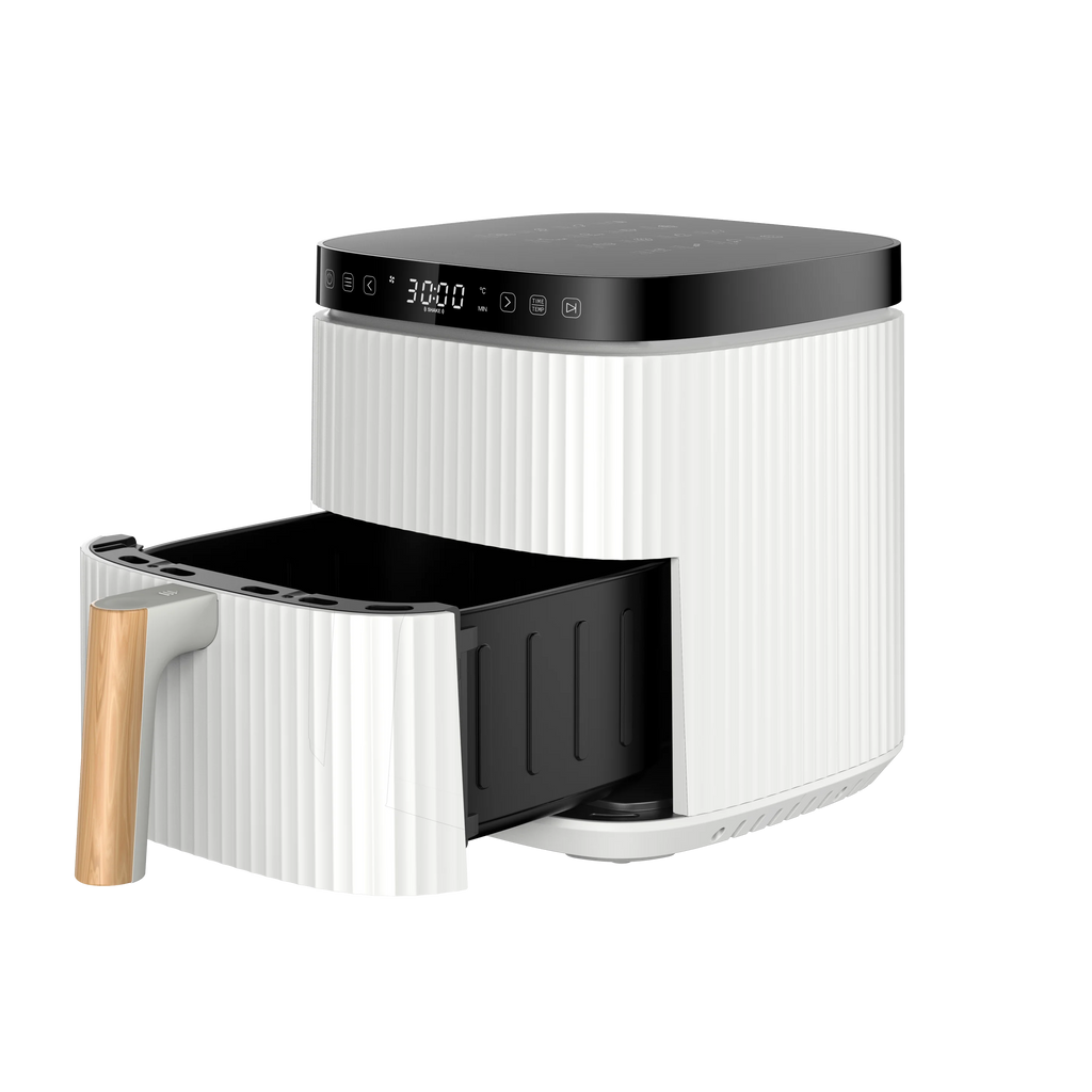 White Electric Air Fryer - Modern Professional Fryer with Auto-Off (5.5L XL Capacity,1500W Rapid Air Technology, 8 Preset Menus）
