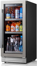 Ca'Lefort 15 Inch Beverage Refrigerator Cooler - 80 Can Mini Fridge with Glass Door for Soda Beer or Wine, 3 LED Compressor Frid