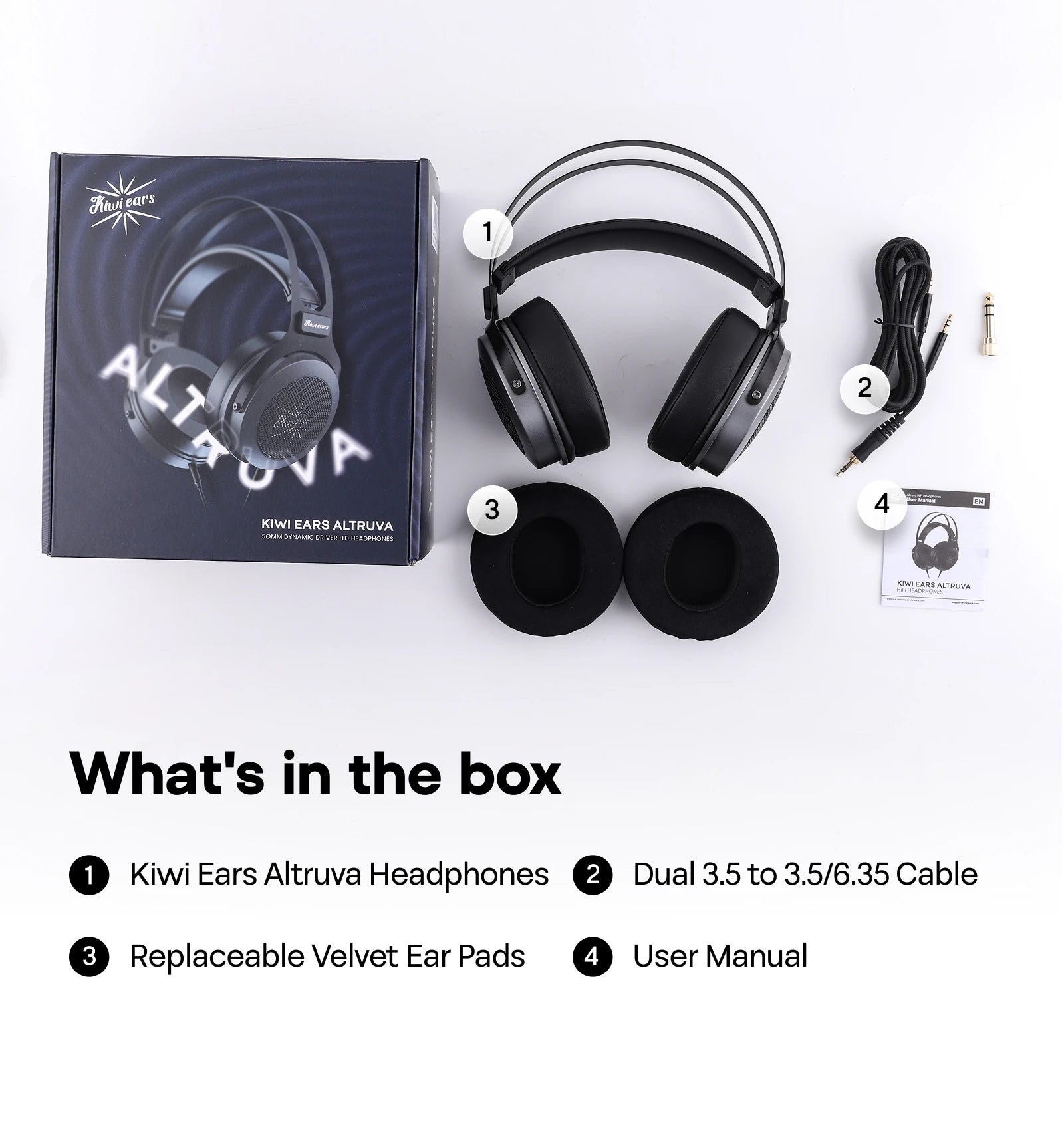 Kiwi Ears Altruva Over Ear Headphone Hi-Fi 50mm Dynamic Driver Headphones Premium Sound with Open-Back Design Headphones