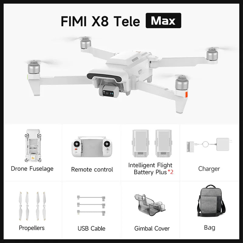 FIMI X8 TELE MAX 2025 New 3-Axis Gimbal 4K HDR 48MP 30x Camera Drone Professional GPS RC Quadcopter Ship from US