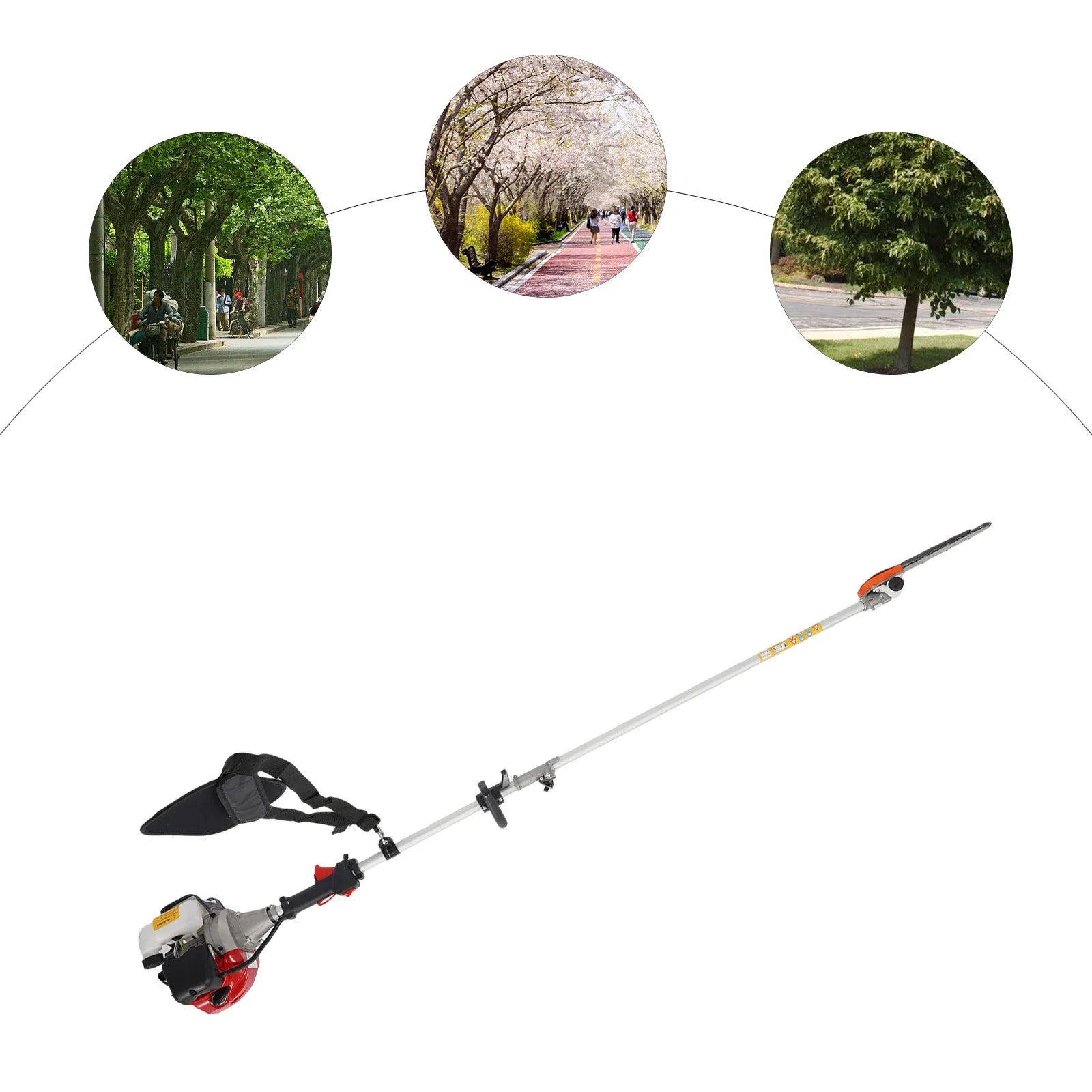 Powerful Gas Pole Chainsaw 42.7CC 2-Cycle Cordless Extension Pole Saw with 11 inch Cutting Bar Tree Trimmer Long Reach Saw