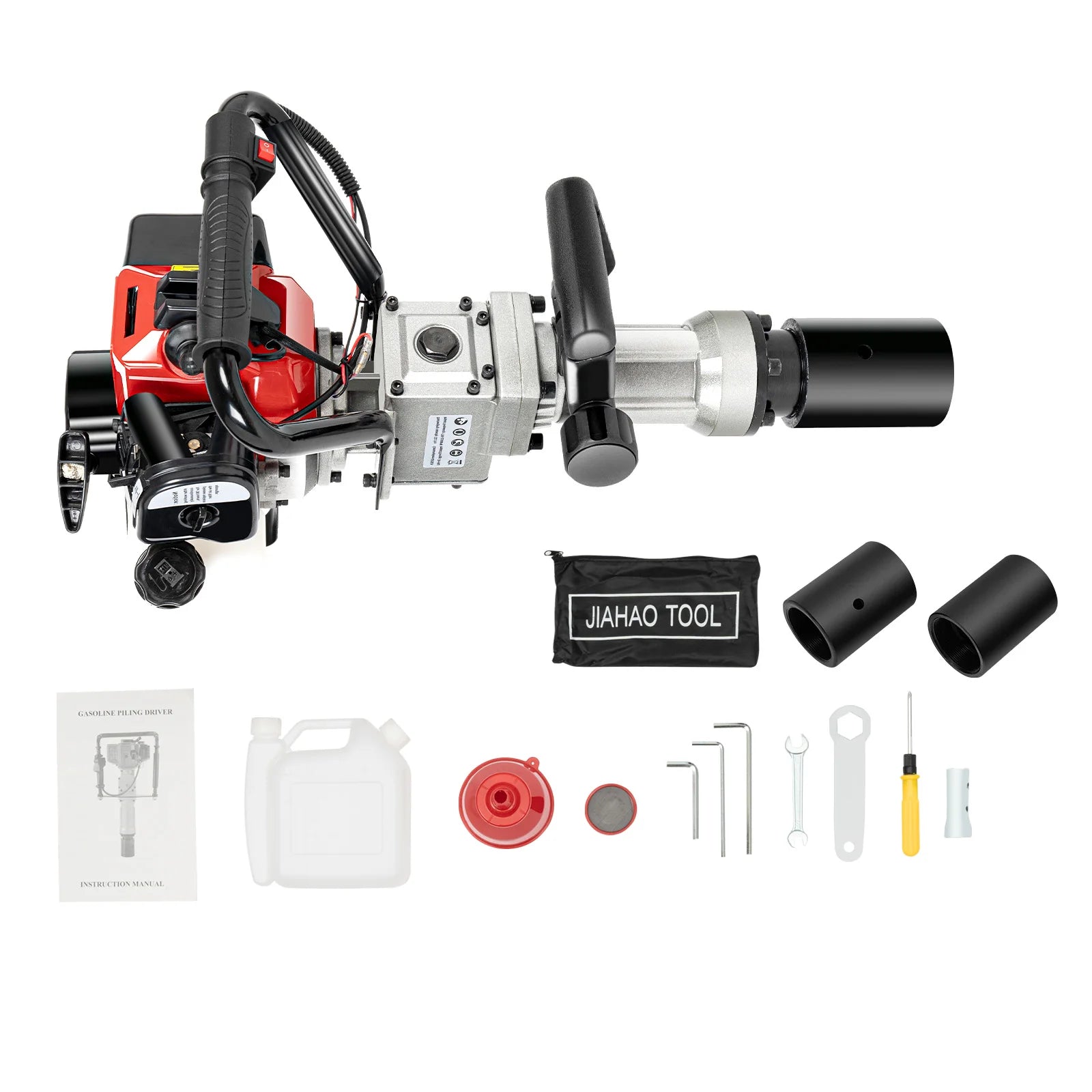 CNCEST 32.7CC 2 Stroke Post Driver, for Garden Fencing Farm Pile Driving Machine Pile Hammer Hand Pull Start 900W 8500RPM