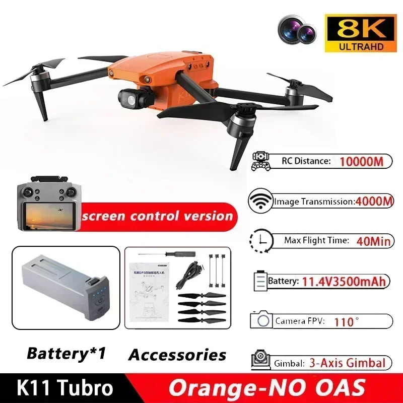 K11 Tubro GPS Drone Professional 8K Video HD Dual Camera Aerial Photography 360° Obstacle Avoidance Brushless Quadcopter RC Toys