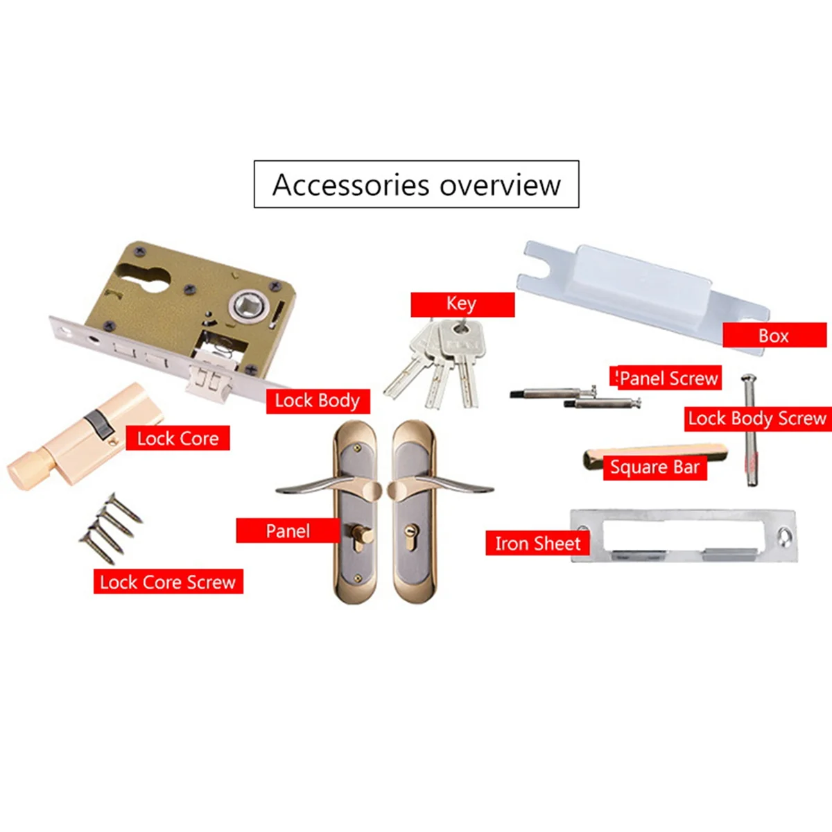 Indoor Household Door Handle for Home with Security Lock Key Set Aluminum Alloy